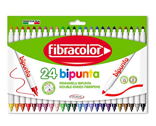 Fibracolor Bipunta - Rotuladores de punta cónica superlavables (24 unidades)