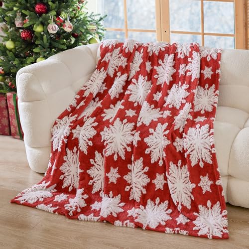 WONGS BEDDING Couverture de Noël chaude et épaisse pour l'hiver, réversible, rouge, douce et confortable, pour lit, canapé, canapé, 150 x 200 cm