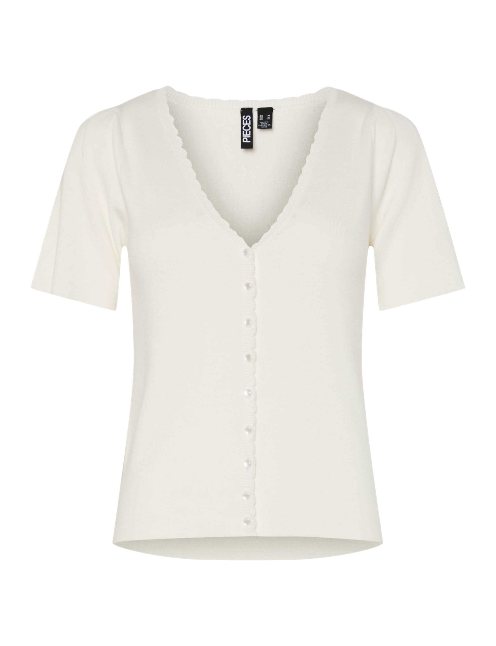 PIECES Pcjuline Ss Knit Cardigan BC, Cloud Dancer, XS