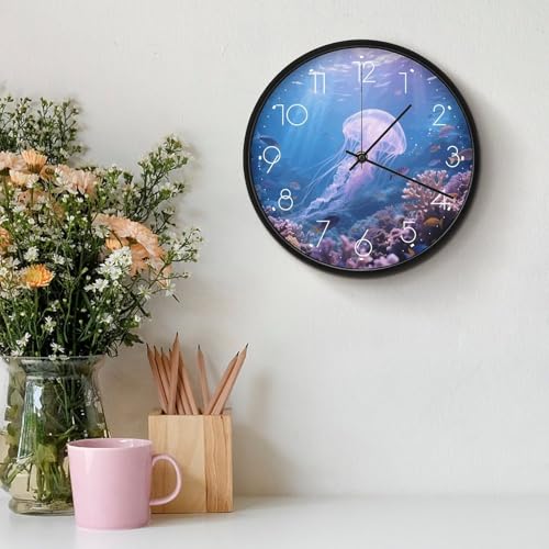 Horloge méduse silencieuse de 25 cm blanche sans tic-tac - 4