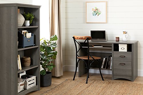 South Shore Versa Computer Desk With Hutch, Gray Maple & Gascony 4-Shelf Storage Bookcase, Gray Maple #TOP6