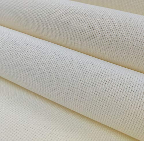 Image of 12 inch x 59 inch 18CT Counted Cotton Aida Cloth Cross Stitch Fabric (Cream)