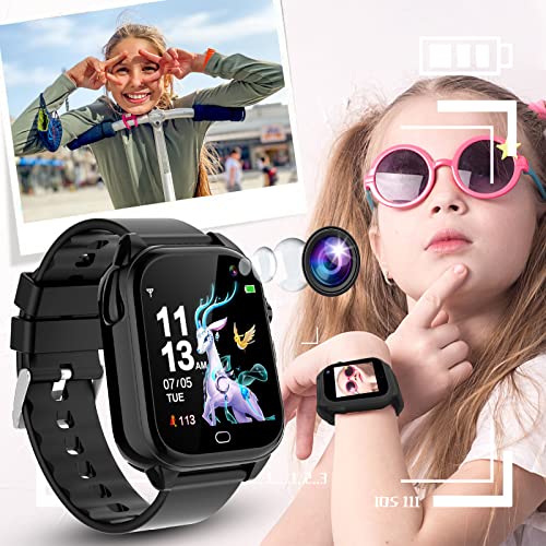 Gridspace Kids Waterproof Smart Watch With 26 Games 1.44'' Hd Touchscreen And Hd Camera Pedometer Recorder Music Player Alarm Clock Calculator Educationals Smart Watch For Age 3-12 Girls And Boys #TOP4