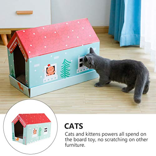 TEHAUX Casa-Casa Do Gato Scratcher Gato Garra Tipo Moedor Casa Cama de Gato Ondulado Papel Gato Gati