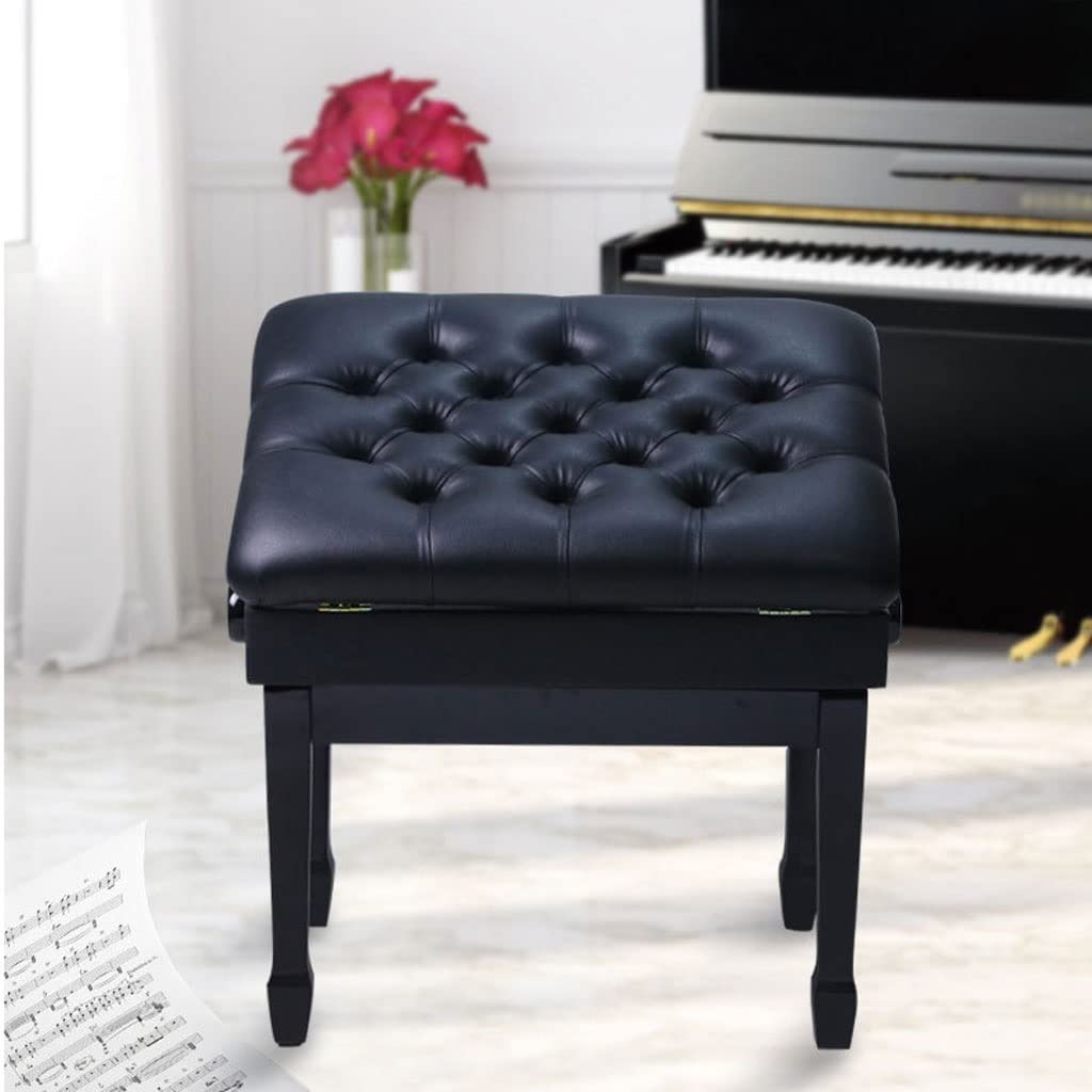 Panca per Pianoforte in Legno, Panca per Tastiera Regolabile in Altezza, Panca Imbottita per Pianoforte, Sgabello da Toeletta,Black