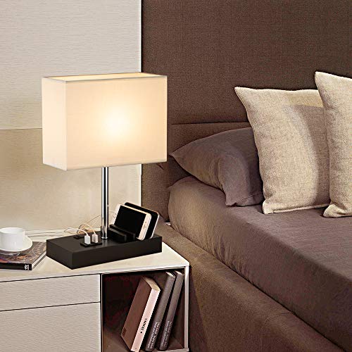 Briever Usb Table Lamp, Multi-Functional Desk Lamp With 3 Usb Charging Ports And Phone Charge Dock, Black Charging Station And Organizer, Perfect Light For Bedroom,Guest Room,Living Room,Office #TOP2