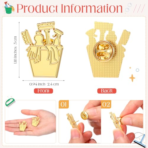Housekeeper Appreciation Gifts Broom Gold Lapel Pin with Thank You Cards Self Sealing Bags Housekeeping Week Gifts for Housekeepers Cleaner Staff Janitorial Cleaning Lady2
