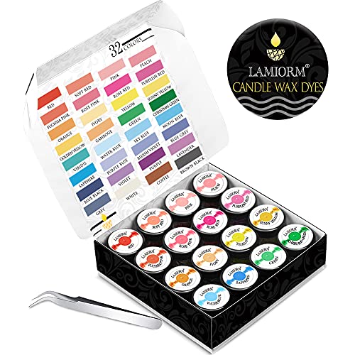 Candle Dye,32 Color Wax Dye For Candle Making (0.2Oz Per Color),Diy Candle Color Dye For Soy Max,Candle Wax Dye Chips With Tweezers Soluble&Natural,Candle Making Supplies #TOP4