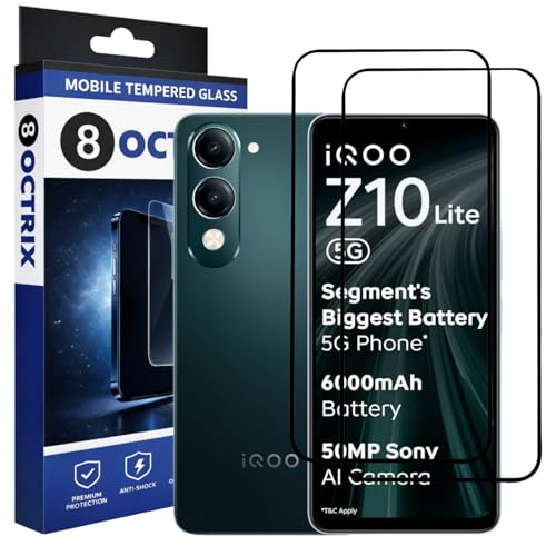 Image of Military-Grade Tempered Glass Screen Protector Compatible for iQOO Z10 Lite /Vivo T4 Lite with Edge to Edge Coverage - Case Friendly, Anti-Scratch & Bubble-Free Installation Kit (Pack Of 2)