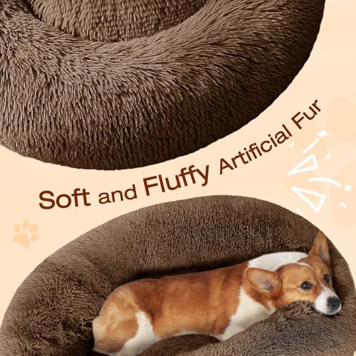 Image of JOLLYVOGUE Dog Bed, Calming Anti-Anxiety Large Dog Bed, Fluffy Donut Cushion for Medium and Large Pets (27 inch /30 inch /36 inch)