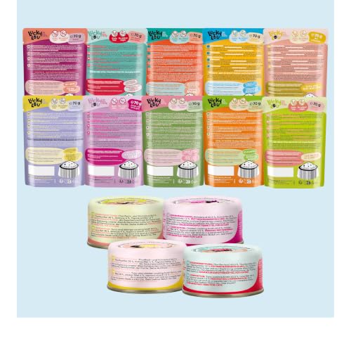 Lucky Lou Extrafood Mix-Paket Katzenfutter nass - 36 x 70g - hochwertiges Nassfutter (Ergänzungsfutter) mit viel Protein, getreidefrei & ohne Zucker für Katzen