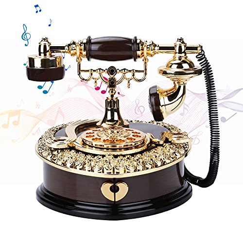 Anpress Vintage Music Box Music Boxes for Women Girls Daughter Personality Retro Heart Telephone ShapedÂ Musical Boxes with Drawer Home Room Ornament Decor Birthday Christmas