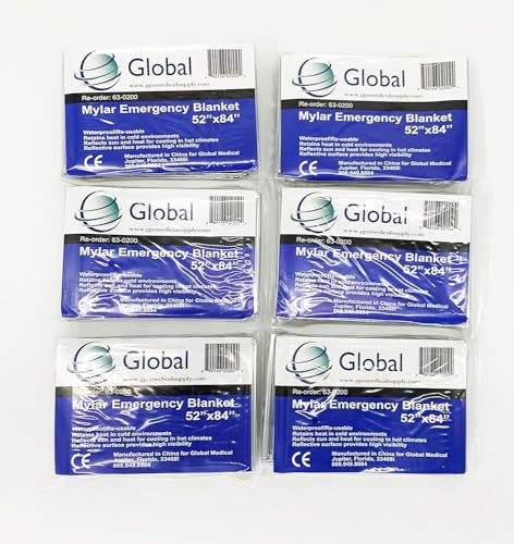 Image of Emergency Mylar Thermal Blankets - 6 Pack | Survival Space Fire Blankets for Outdoor Adventures, Marathons, First Aid | Waterproof & Windproof | Ideal for Camping & Hiking