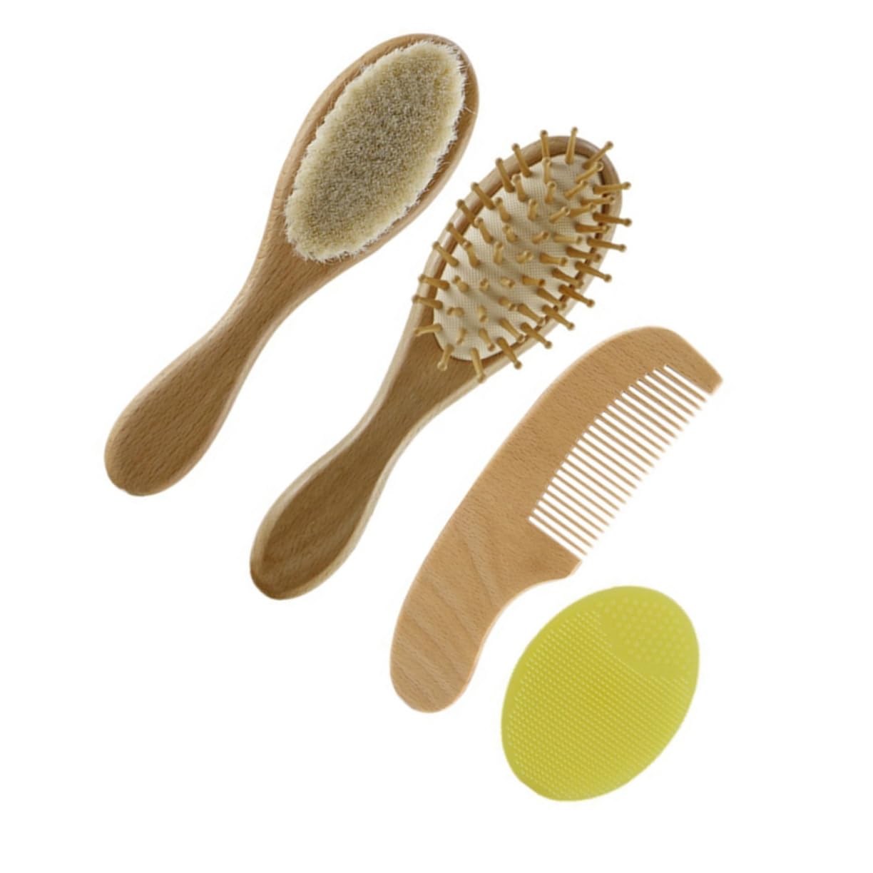 MERRYHAPY Wooden Hair Brush Comb Set Detangler Brush Massage Comb for Toddlers Safe Lightweight Easy-to-use for Children's Bath