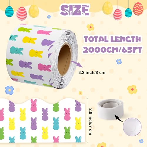 Image of BeYumi Candy Bunny Border Trim - 65ft Back to School Candy Bunny Rolled Border Trim Spring Colorful Sweet Rabbits Bulletin Board Set School Classroom Office Door Springtime Party Chalkboard Wall Decor