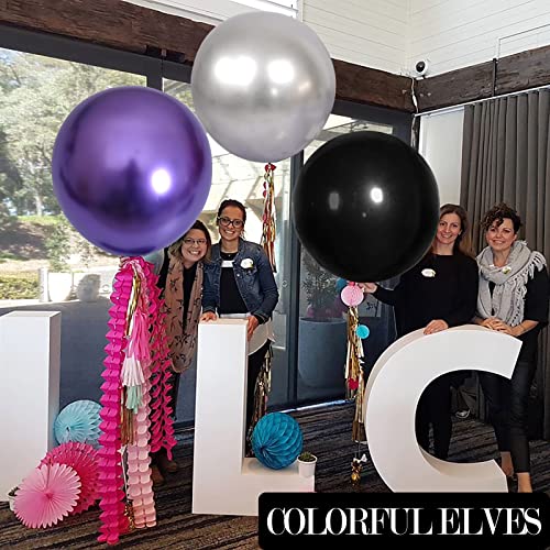 Image of Large Metallic Silver Balloons 36 Inches 4 Pack Giant Jumbo Big Round Chrome Balloon for Wedding Party Decoration (Silver)