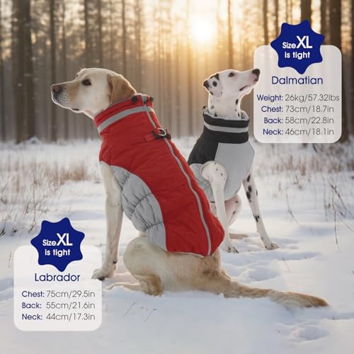 FUAMEY Dog Coat for Small Dogs,Waterproof Dog Winter Jacket with Harness Built in Puppy Cold Weather Coats Reflective Pet Vest with Zipper Warm Fleece Dogs Snowsuit Windproof Red S - Image 7