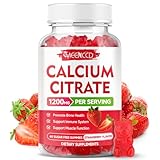 Calcium Citrate Gummies 1200mg - Chewable Calcium Supplement for Women & Men, Ultimate Absorption for Muscle & Immune Support, Vegan, Strawberry Flavor, 60 Count