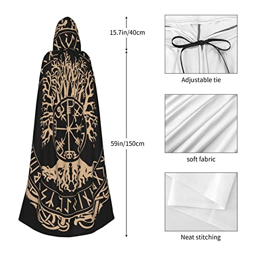 Nordic Mythology Viking Odin Symbols Hooded Robe Adult Cloak Long Cape Hoodie For Christmas Halloween Cosplay Costumes