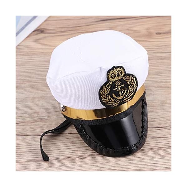 Amosfun pet captain's hat sailors sea captain white captain hat dog cat puppy sailor halloween cosplay costume hat 5. 3 inch - image 5