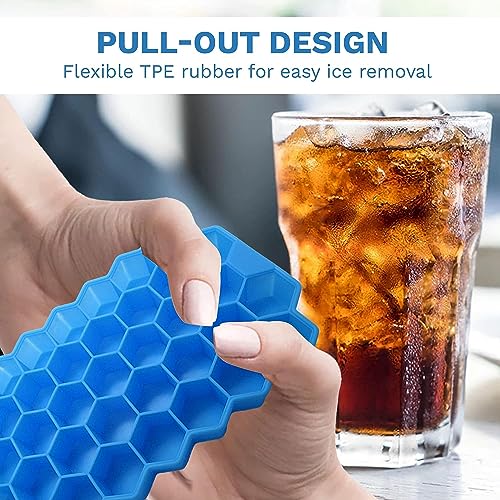 Bandeja para hielo de silicona con tapa azul miniatura 2