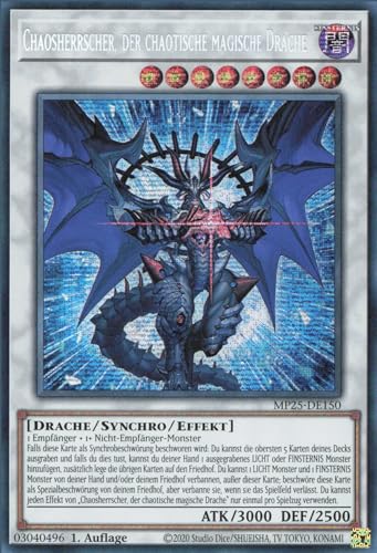 Chaosherrscher, der chaotische magische Drache MP25-DE150 Secret Rare Deutsch Boosterfrisch 1. Auflage - 2025 Mega-Pack Tin - mit ReCollectibles-Versandschutz - für Yu-Gi-Oh!