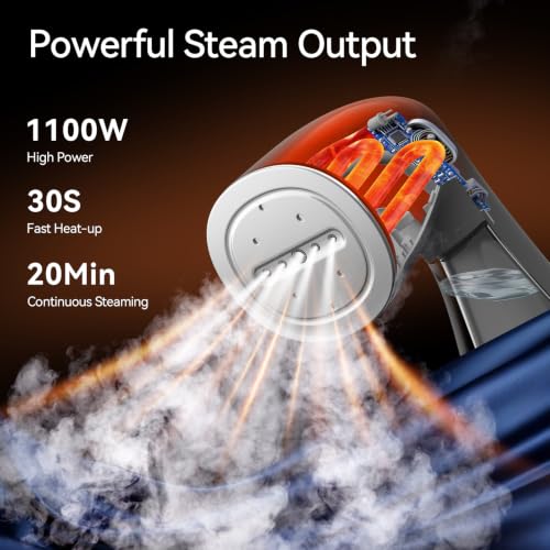 Image of HiLIFE Steamer for Clothes, Portable Handheld Design, 240ml Big Capacity, 700W, Strong Penetrating Steam, Removes Wrinkle, for Home, Office and Travel(ONLY FOR 120V) (Grey)