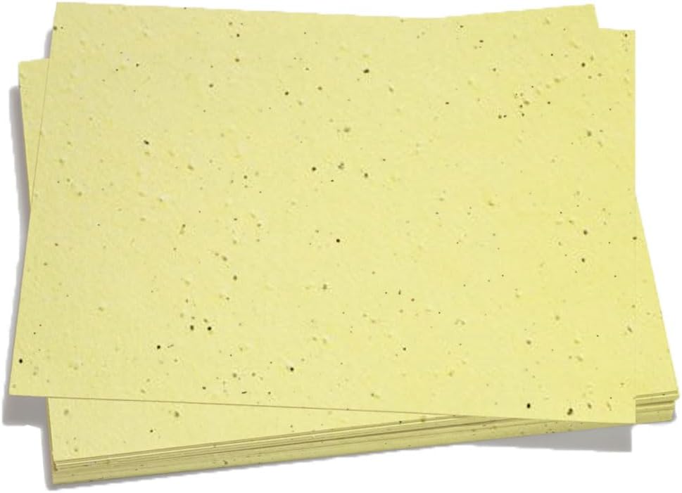 Green Field Craft Seed Paper - (10 Pieces) Wildflower Tree Free Sustainable Plantable Sheets for Art, Weddings, Birthdays, Bridal Showers, Life Celebration Favors (Yellow)