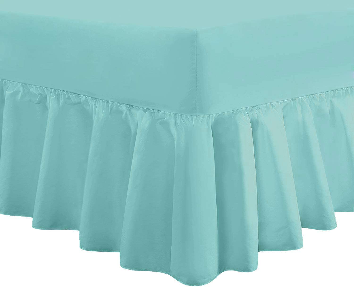 Ocean Nights Luxury Polycotton Fitted Valance Sheet 25cm Box Easy Care Frilled Valance Sheets Single Double King and Super King (Duck Egg, Double)
