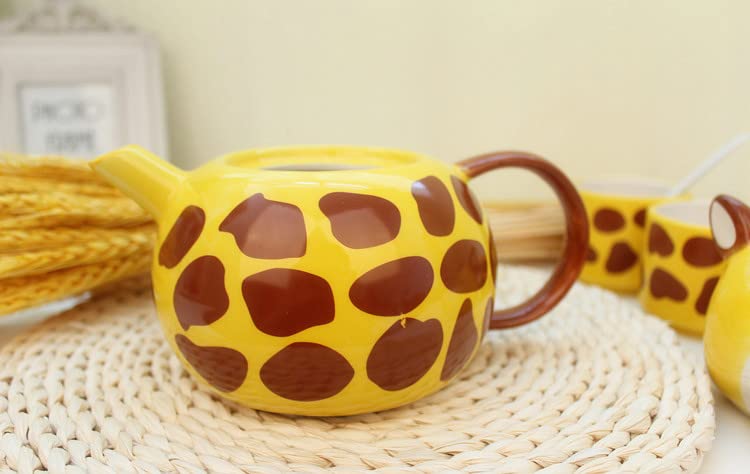 Teiera In Ceramica Con 2 Tazze – Simpatico Design Giraffa Per Bambini, Colino Incluso, Regalo Ideale