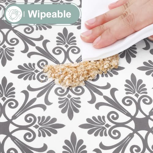 misaya Rectangle Vinyl Table Cloth, Elastic Fitted Flannel Backed Tablecloth, 100% Waterproof Plastic Table Cover Fits 8 Foot Folding Tables for Picnic, Camping, Outdoor (Grey, 30" x 96") by misaya - Image 4