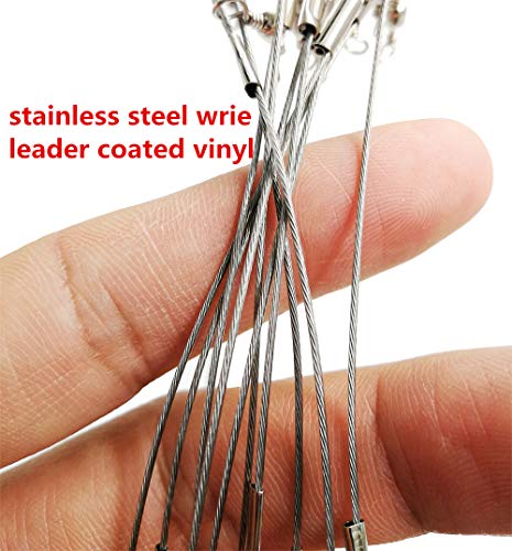 Image of Drchoer 10pcs Fishing Wire Leader Trace 70LB Stainless Steel Wire Fishing Leaders with Swivels Snaps Beads,Arms 1 /2 /3 /4pcs,Arm Length 2.76 /4.72in Available