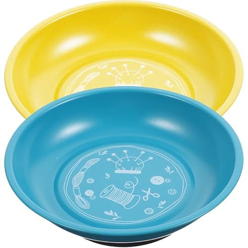 Magnetic Pin Holder Bowls, 2-Piece Set, Blue and Yellow