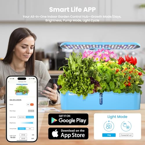 Sainlogic Hydroponics Growing System Kit, 12 Pods Watering Planter, Smart Indoor Garden with APP & WiFi Connected, 5 X Growth with 24W LED, Quiet Pump, for Vegetables, Herbs and Flowers - Image 5