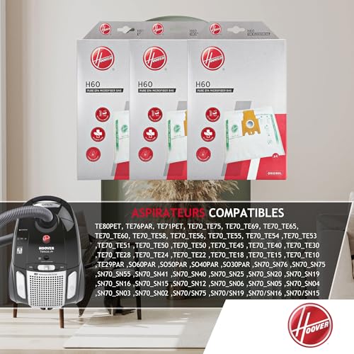 Sacs pour Aspirateur Hoover H60 Microfibre Pur EPA Anti Odeurs - vue 7