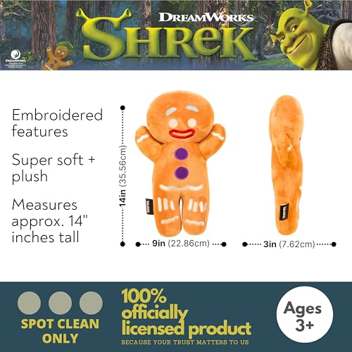 Image of Shrek Gingy Gingerbread Man Bedding Super Soft Cozy Cuddle Pillow, (Officially Licensed Product) by Franco