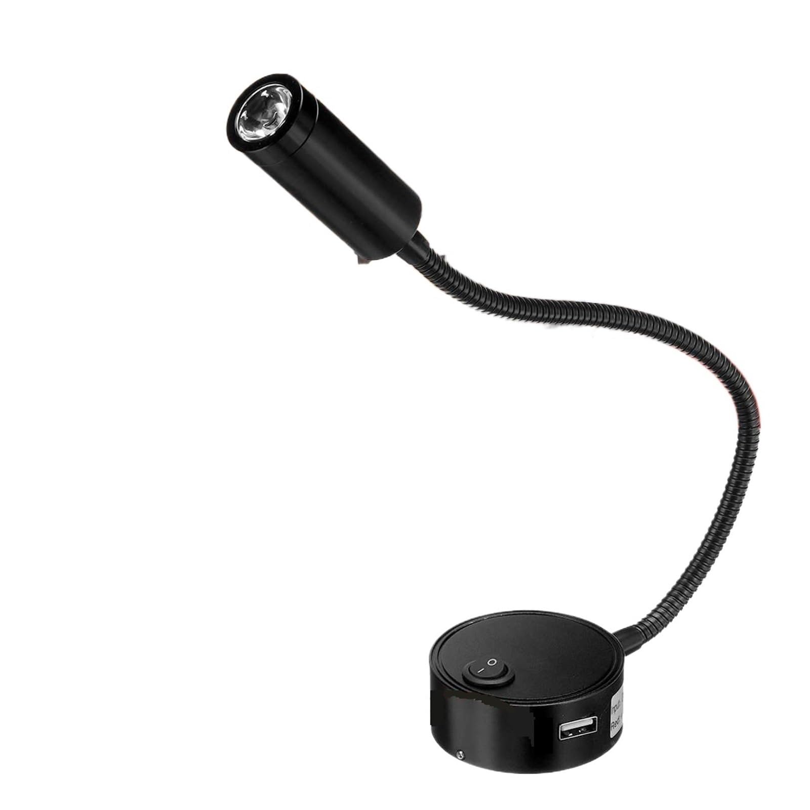 GDBAGKDQK Boat LED Reading Light Dimmable Flexible Gooseneck Wall Lamp DC12V 24V for Truck Motorhome Yachts Cabin with USB Charger Port Bright Lights