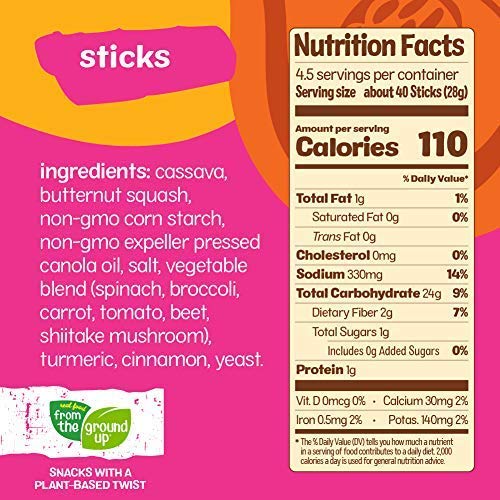 REAL FOOD FROM THE GROUND UP Butternut Squash Pretzel Sticks - Made with Vegan Ingredients - Gluten Free - 6 Count