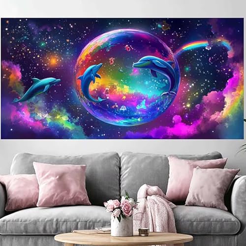 DIY Crystal Art Dauphin 50x100cm : Le Kit Peinture Diamant Idéal à Offrir aux Fans de Broderie