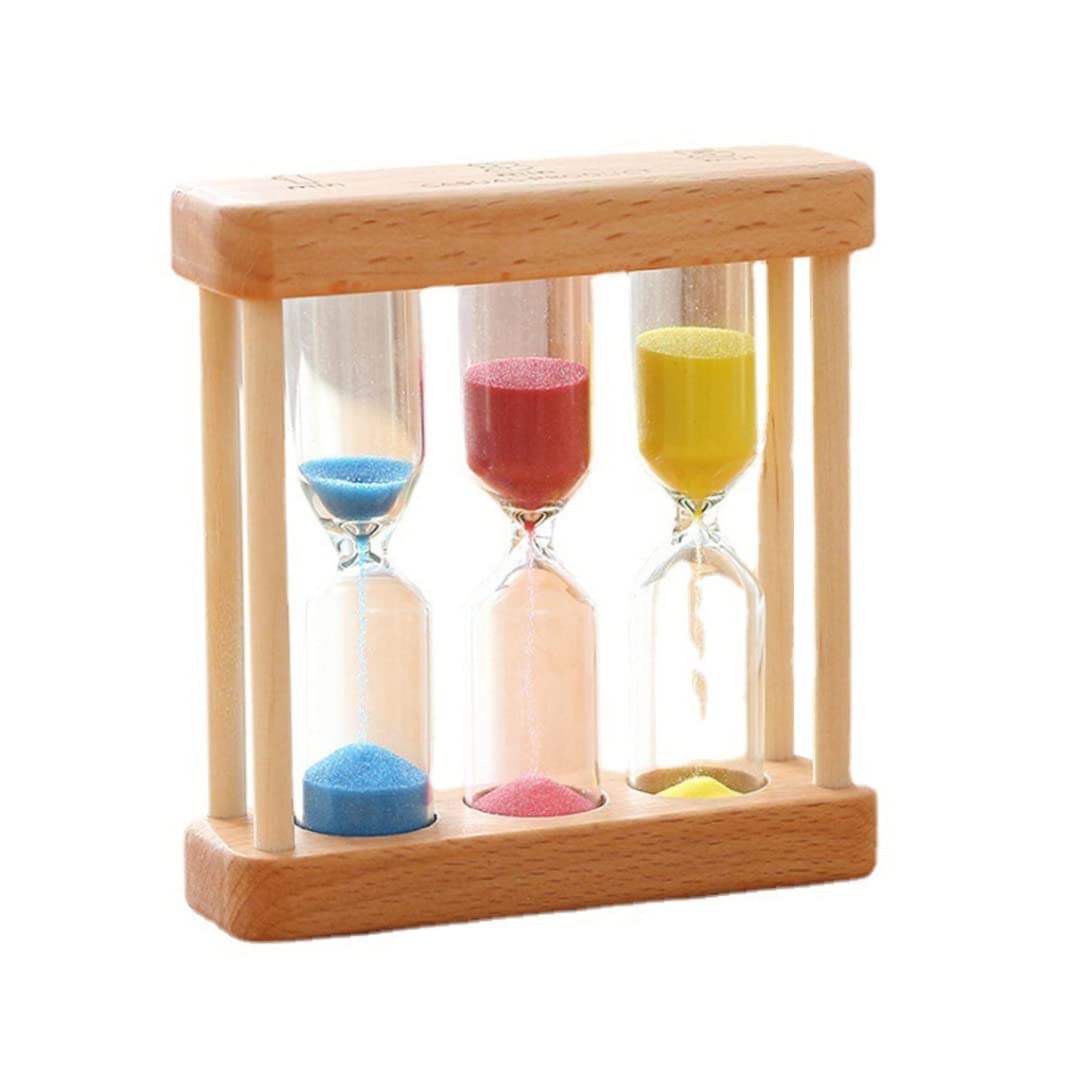 Wooden Sand Timer 3 in 1 Hourglass Timer Mini Hourglass Clock for Tooth Brushing Cooking Style1 toothbrush sand