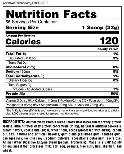 Animal Whey Isolate Protein Powder, Loaded For Post Workout And Recovery, Cookies & Cream, 4 Pound, 64 Oz #TOP1