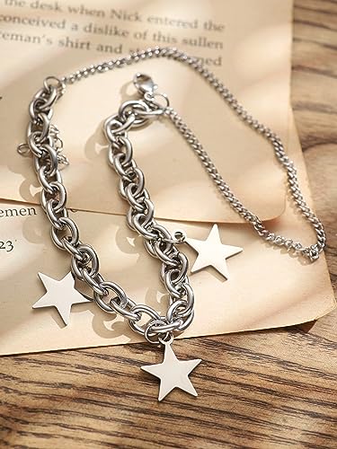 Sacina Y2k Aesthetic Star Bracelet, Star Jewelry Y2k Grunge Silver-tone charm Bracelet, Christmas New Year Jewelry Gift for Women4