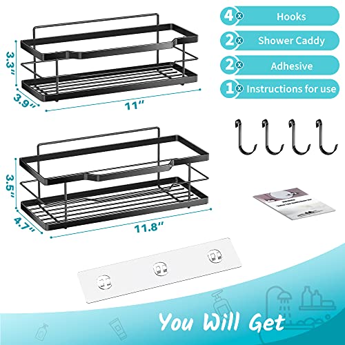 Image of Moforoco Shower Caddy Shelf Organizer Rack, Self Adhesive Black Bathroom Shelves Basket, Home Farmhouse Wall Inside Organization and Storage Decor Rv Accessories, First Camper Apartment Essentials