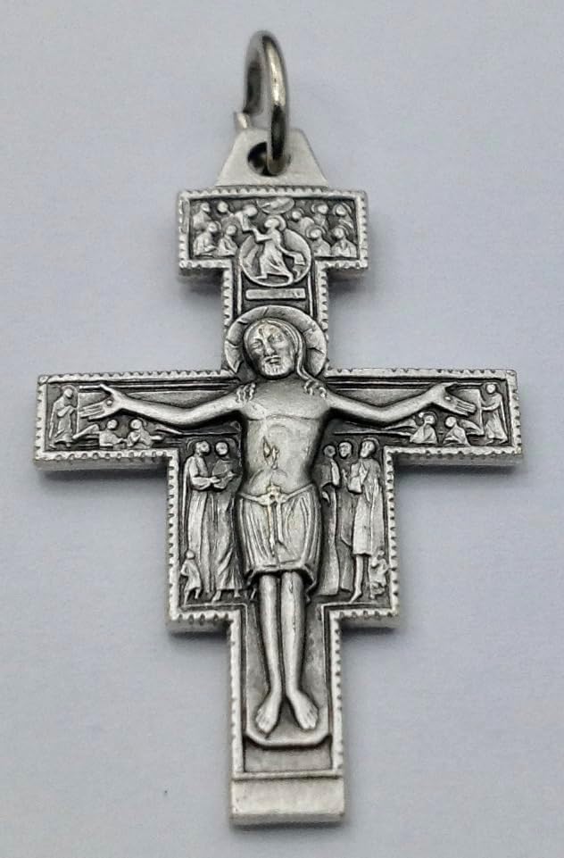 Miniatura 2 de CRUCIFIJO DE SAN DAMIANO (REPRODUCCIÓN FETA DEL CRUCIFIJO QUE HABLÓ A SAN FRANCISCO DE ASISI) - 100% HECHO EN ITALIA, Plata Esterlina, No es una