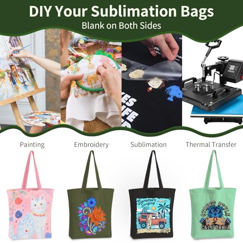OLSUNOR 10-Pack Canvas Tote Bags