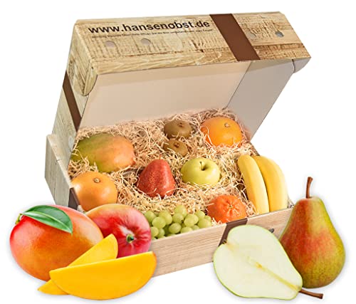 Hansen Obst - Geschenkbox - fruchtige Obst-Box - “Alles Gute” - Präsentkorb - Obst-Geschenkset - gefüllte Obstkiste - Obstbox mit frischem Obst