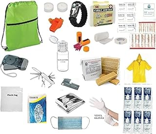 3 Day Emergency Backpack Survival Kit Food Water Blanket Whistle Flashlight 1st Aid 72 Hr (Neon Green)