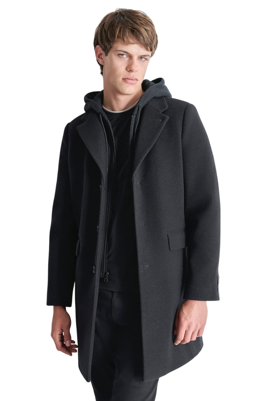 DKNY Men's Water Resistant Wool Cold Weather Casual Jacket