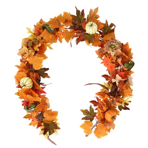 IPOPU 6FT Fall Garland Fall Decorations for Home Large Artificial