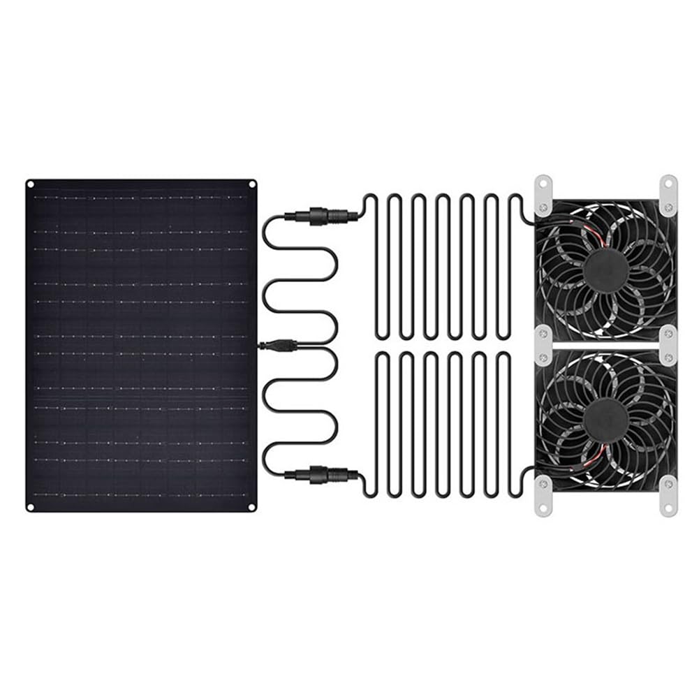 Littimoon Solar Powered Fan for Dog House 15W Waterproof Solar Panel Dual Exhaust Fans for Shed Chicken Coop Dog House Ventilation